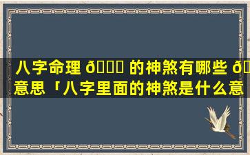 八字命理 🐕 的神煞有哪些 🍁 意思「八字里面的神煞是什么意思」